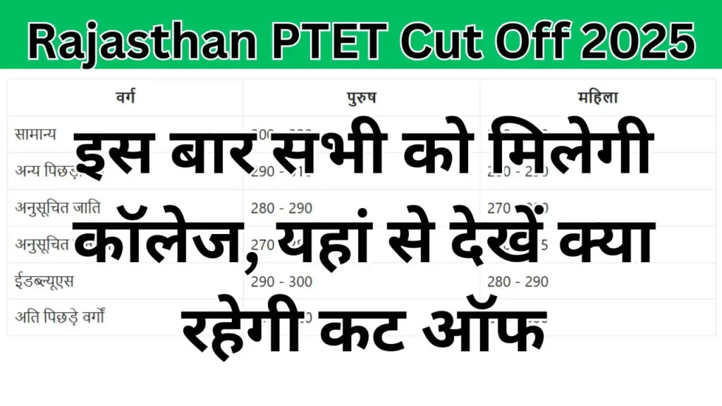 Rajasthan PTET Cut Off 2025 : इस बार सभी को मिलेगी कॉलेज, यहां से देखें क्या रहेगी कट ऑफ
