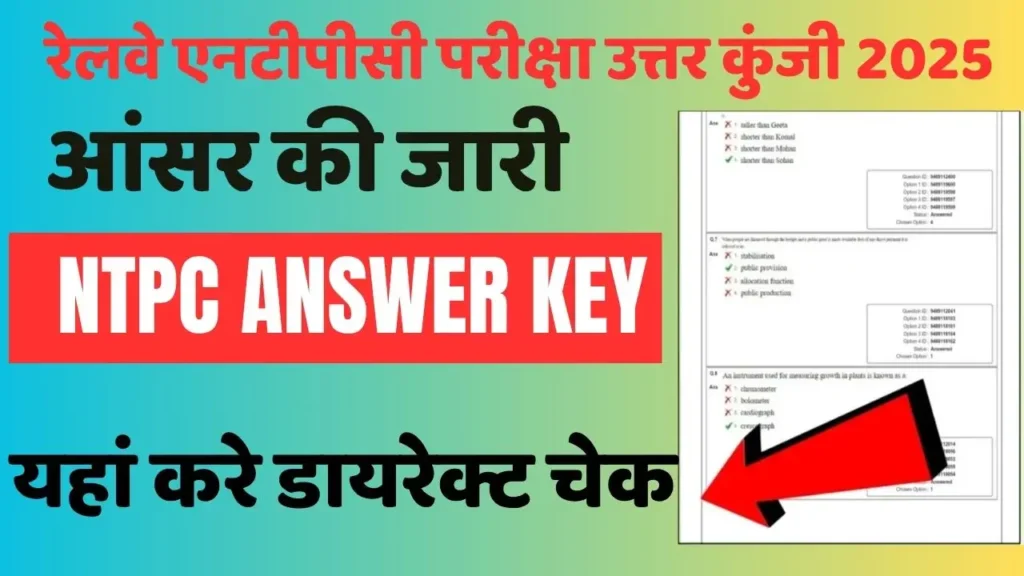 रेलवे ने जारी की एनटीपीसी परीक्षा की उत्तर कुंजी, यहां से देखें Railway NTPC Answer Key प्रश्न पत्र और प्रतिक्रिया पत्रक